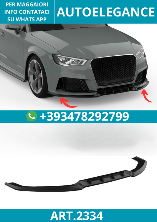 2334 ⭐Splitter anteriore adatto per Audi RS3 8V Sportback (2015–2016)⭐