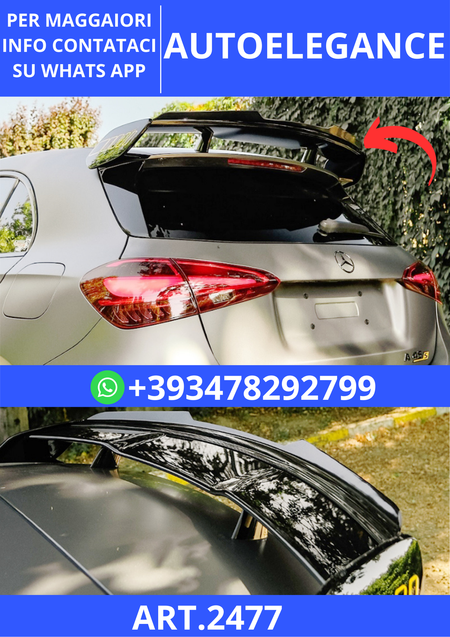 💫ART.2477 SPOILER M. Benz W177 A45 2018+ A Plus A 45 S Aero Pack Cap V1 Style💫