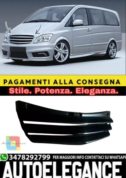 💫 Griglia Anteriore Sportiva in ABS Nero per Mercedes Vito W639 Facelift 💫