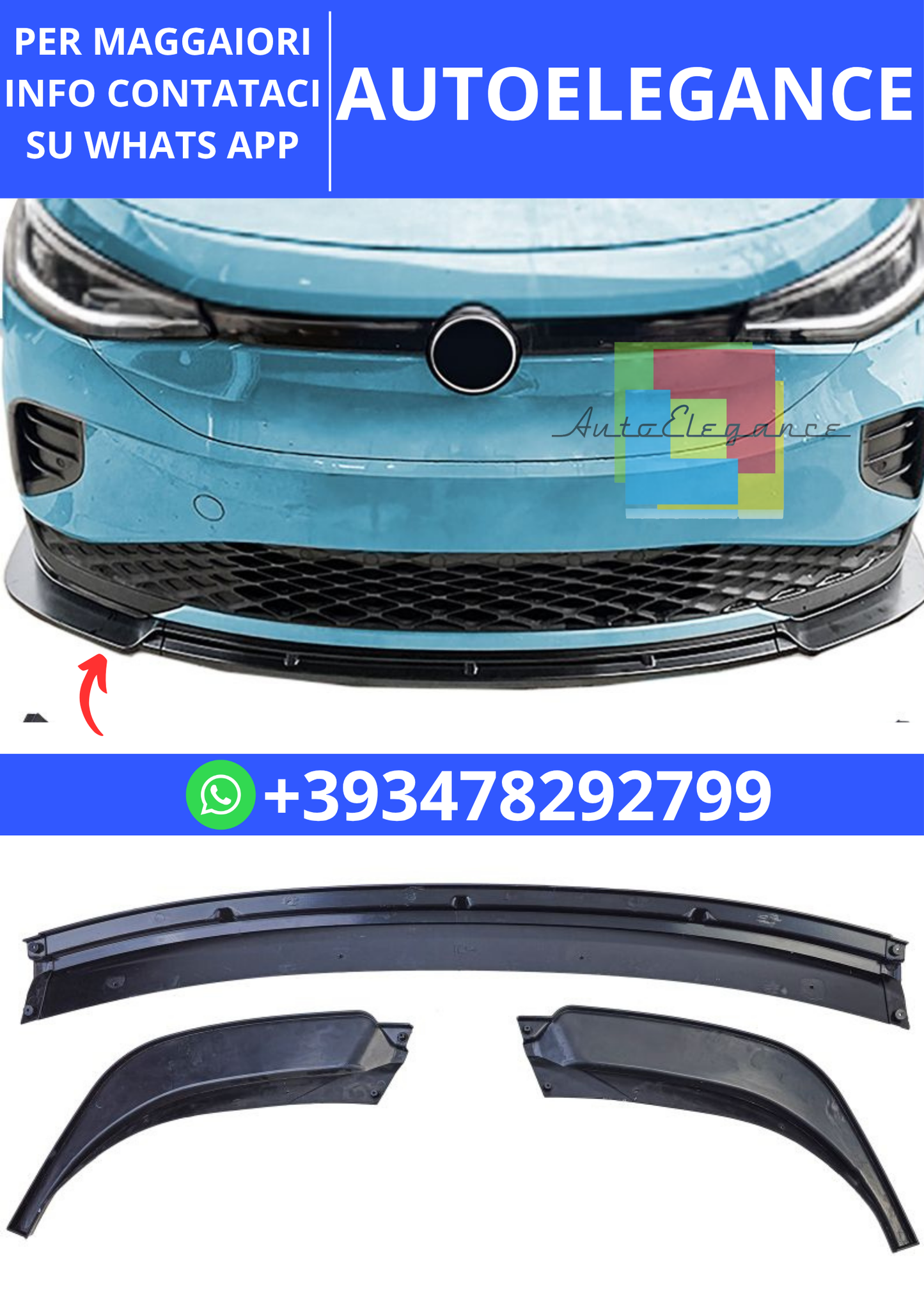 💫Spliter anteriore Lip Black Gloss adatto per VW ID.4💫