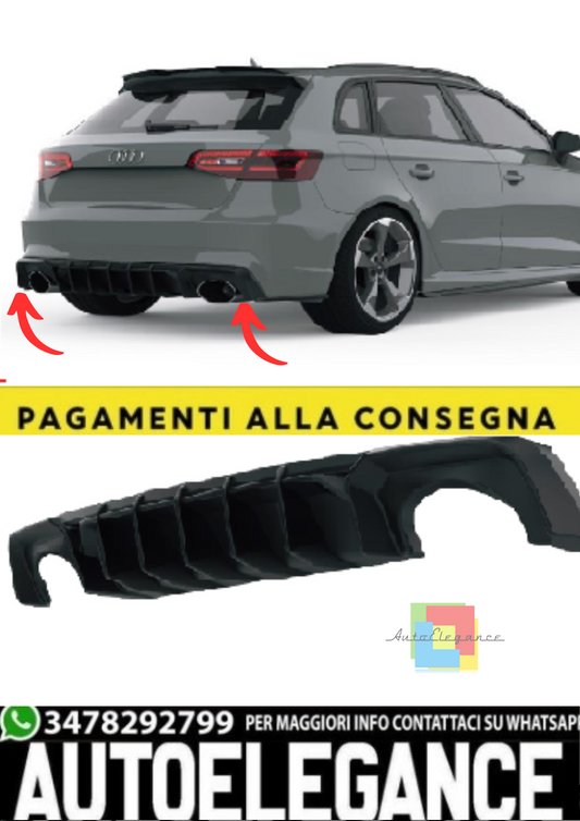 💫Diffusore Posteriore per Audi RS3 8V Sportback (2015–2016) – Nero Lucido💫