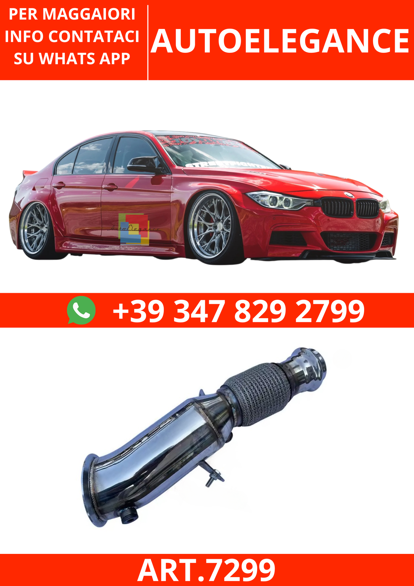 💫ART.7299 Downpipe Senza Catalizzatore per BMW Serie 3 F30💫