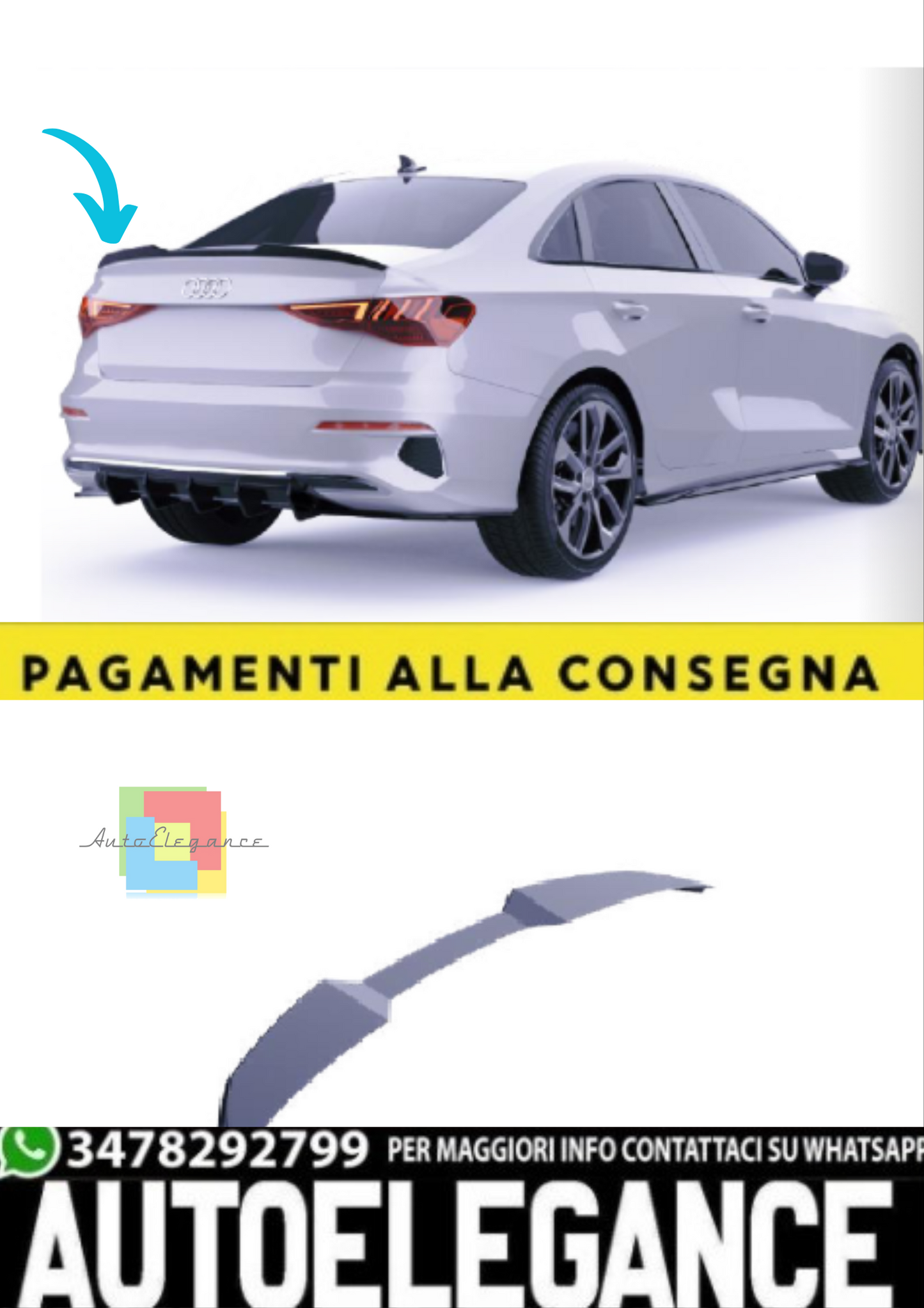 💫Spoiler Posteriore per Audi A3 / S-Line / S3 / RS3 8Y Sedan (2020–2024) 💫