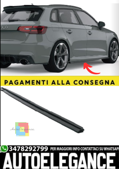 💫Minigonne Laterali (2 Pezzi) per Audi RS3 8V Sportback (2015–2016) – Nero Lucido💫
