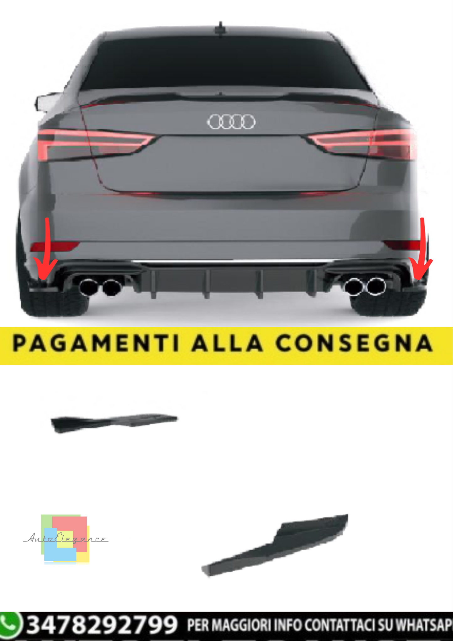 💫Splitter Laterali Posteriori (2 Pezzi) per Audi A3 8V Sedan Restyling 💫