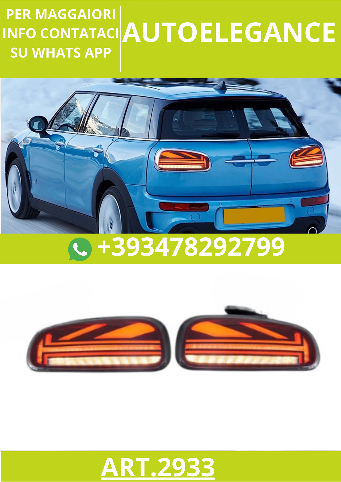 ⭐ART.2933 Fanali Posteriori a LED Rossi con Animazione –Mini Cooper Clubman F54⭐