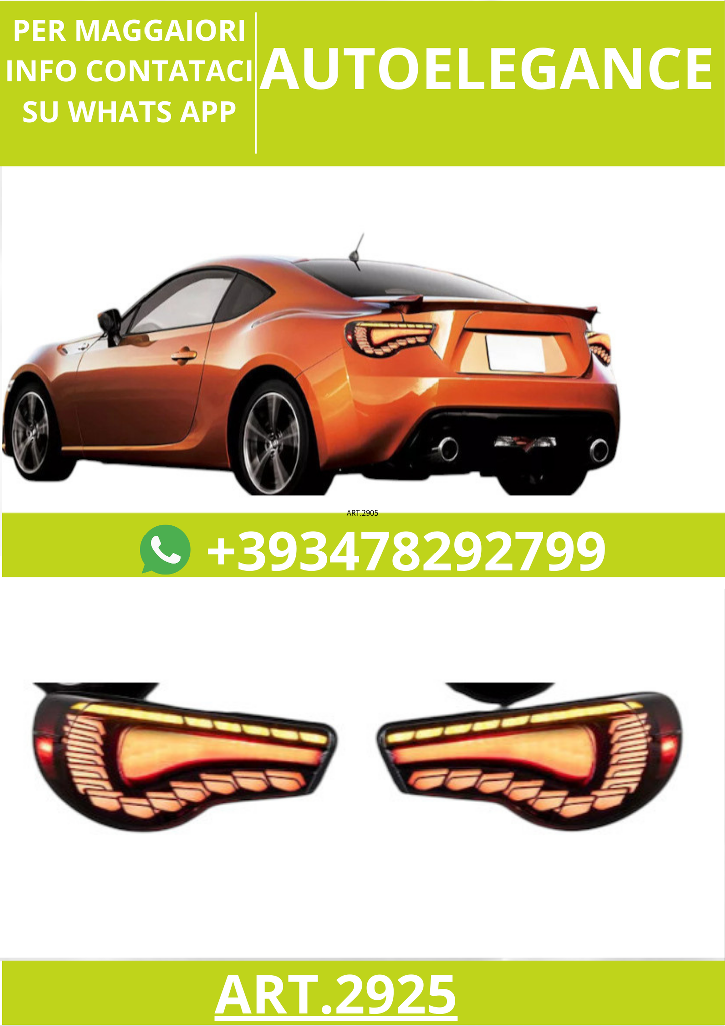 ⭐ART.2925 Fanali Posteriori a LED Fumé – Toyota 86 (2012–2020) / Subaru BRZ⭐