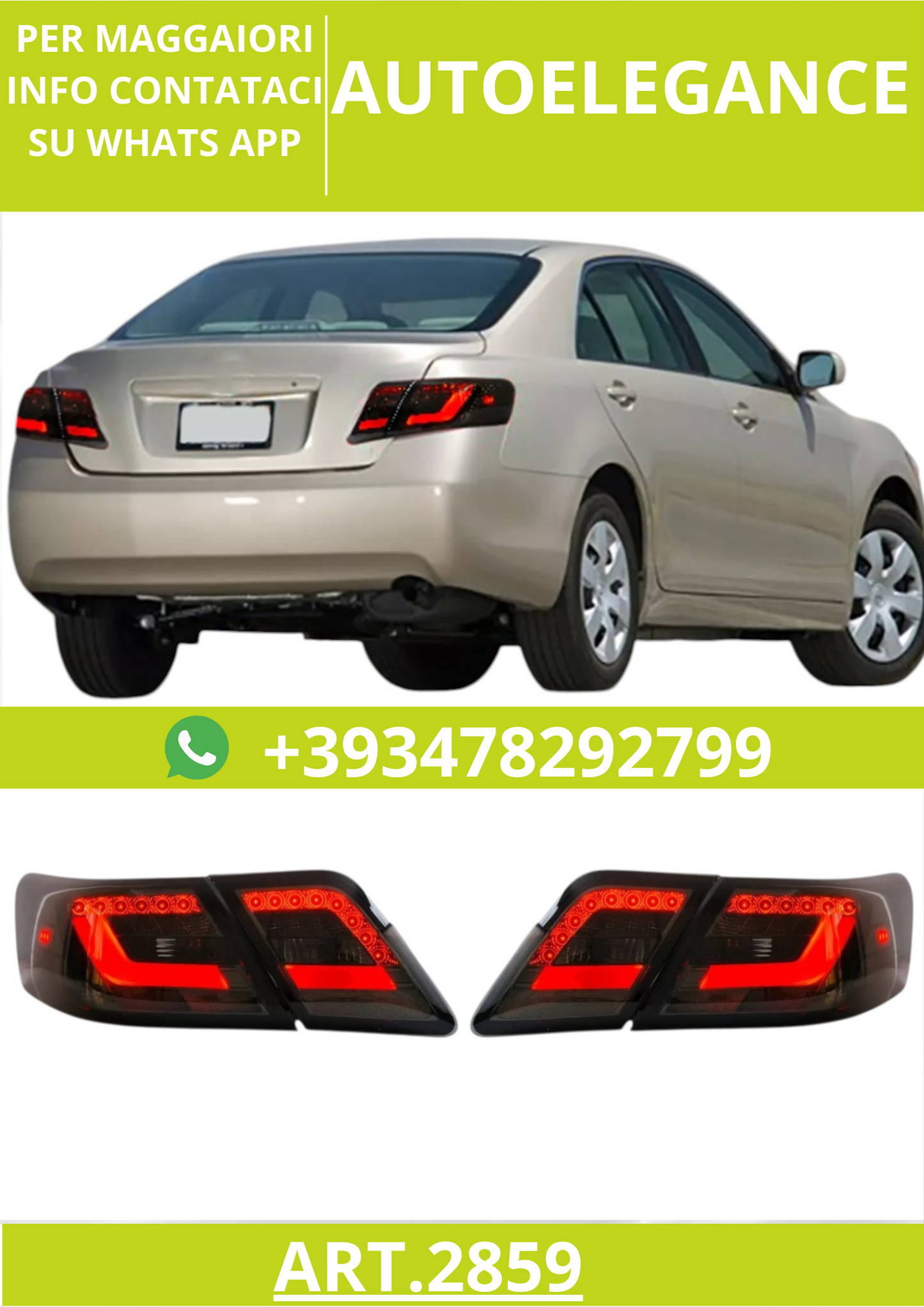 🔥ART.2859 Fanali Posteriori a LED Fumé – Toyota Camry XV40 Sedan (2007–2011)🔥