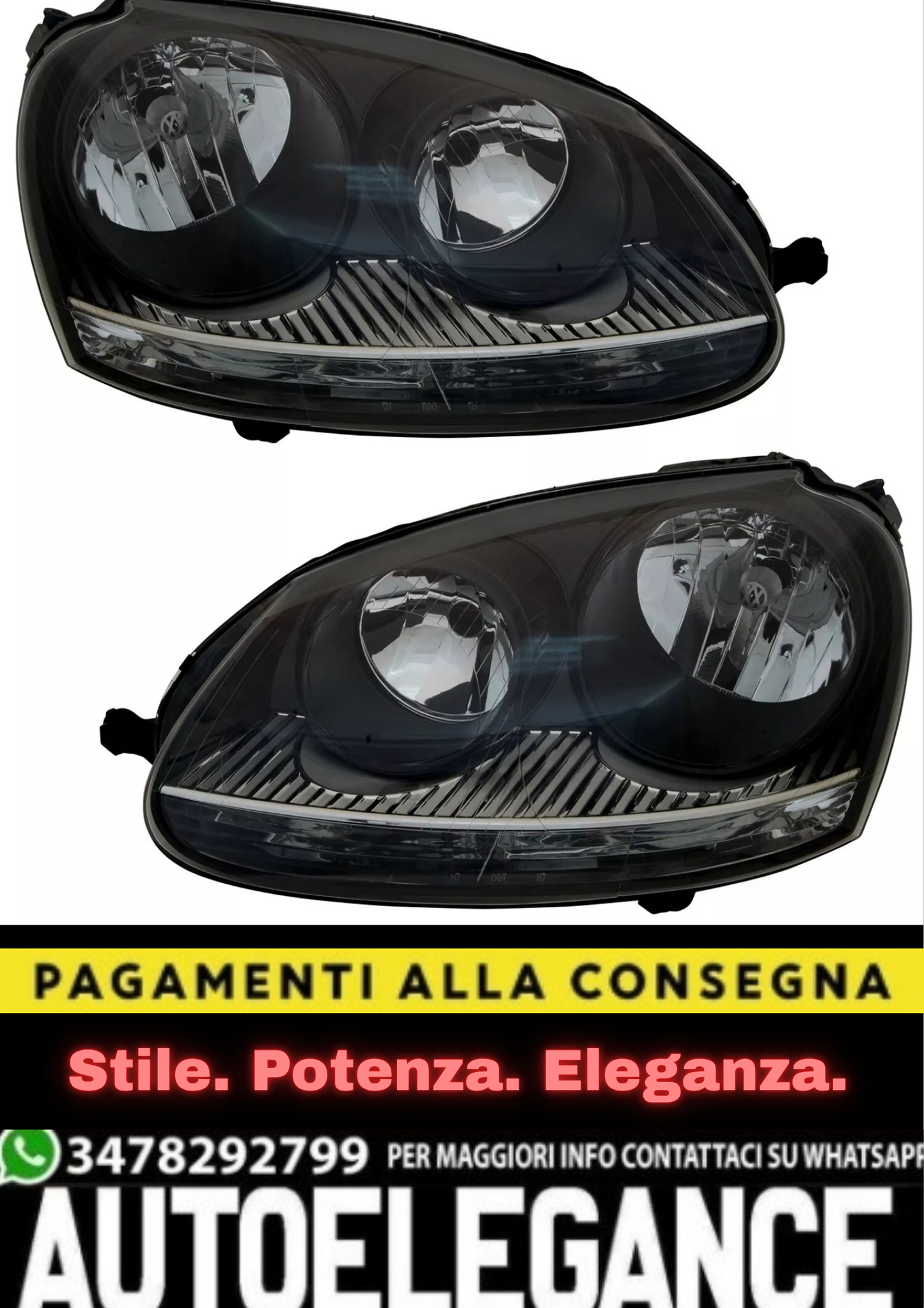 🔥Set fari anteriori per VW Golf 5 03-09 + GTI + Jetta in nero H7 alogeno LWR🔥
