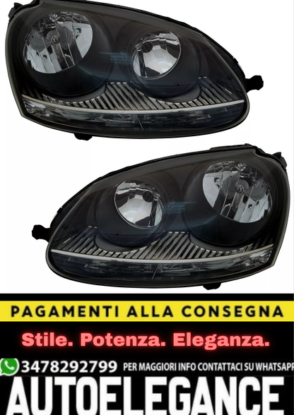 🔥Set fari anteriori per VW Golf 5 03-09 + GTI + Jetta in nero H7 alogeno LWR🔥