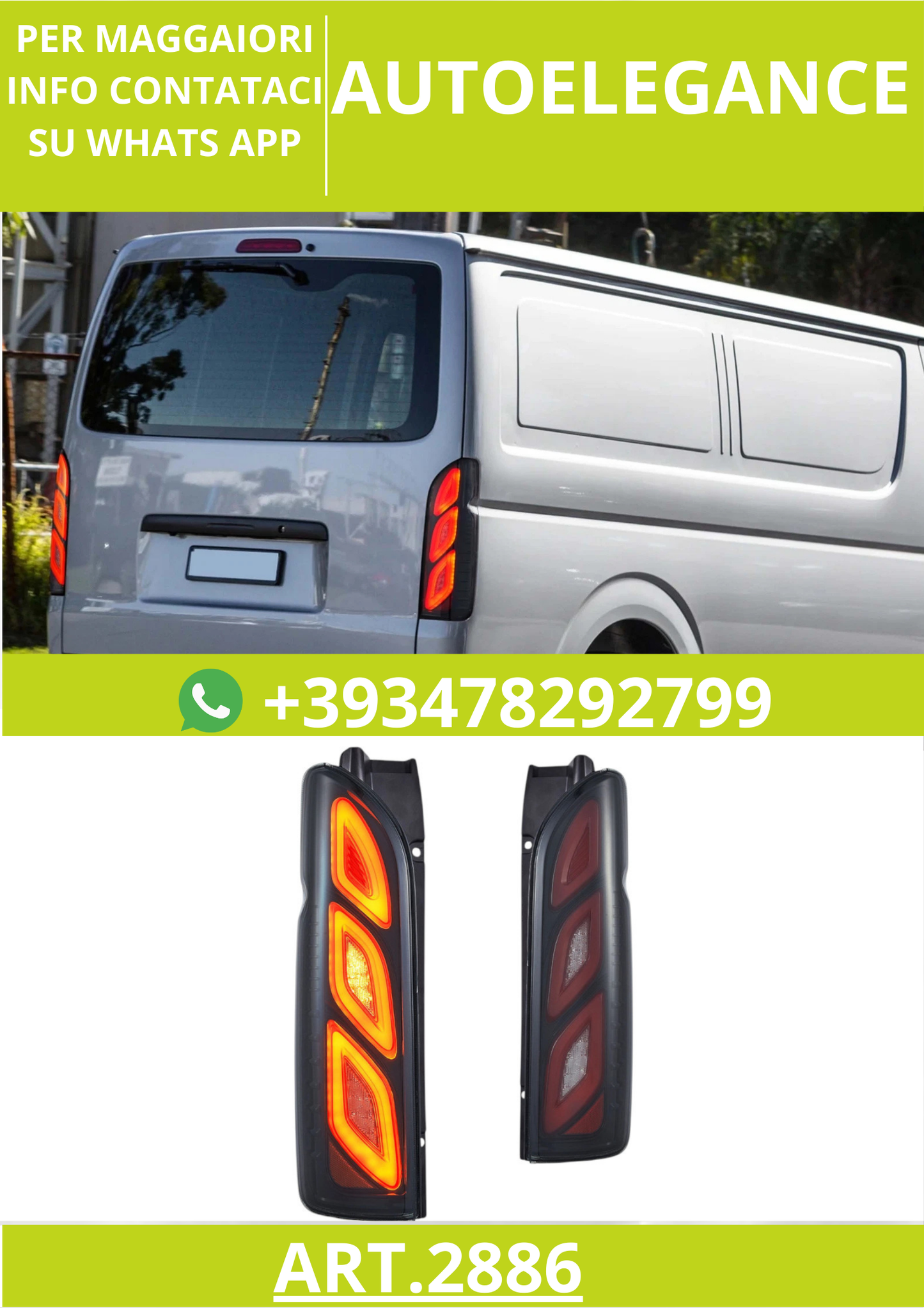 ⭐ART.2886 Fanali Posteriori a LED con Animazione – Toyota Hiace (2005–2018)⭐