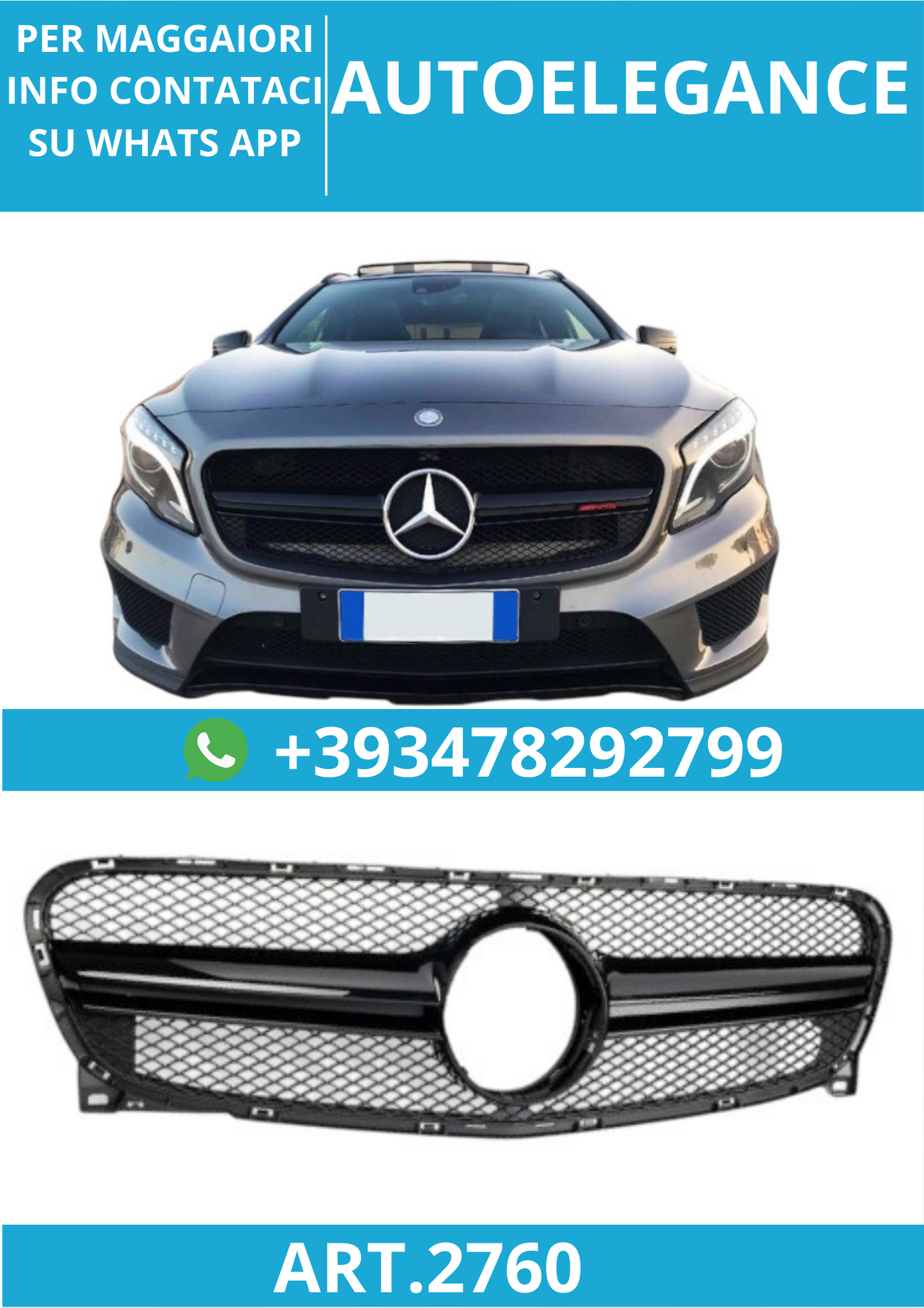 🔥ART.2760 Calandra Sportiva per Mercedes X156 GLA 45 AMG🔥