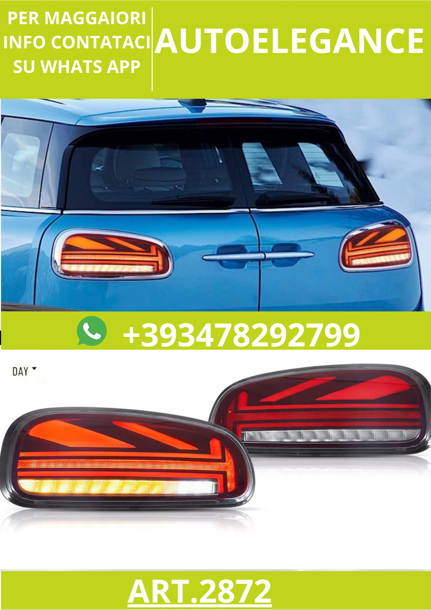 🔥ART.2872 Fanali Posteriori a LED Fumé con Animazione Start-Up – Mini Cooper 🔥