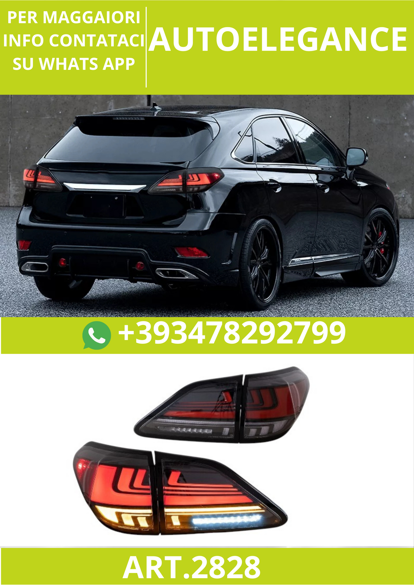🔥ART.2828 Fanali Posteriori Sequenziali a LED con Lente Rossa per Lexus RX350🔥
