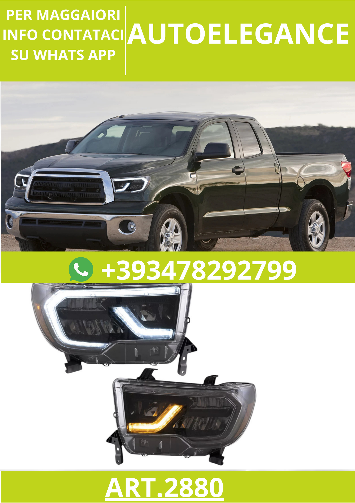 ⭐ART.2880 Fari Anteriori a LED con Sequenziale – Toyota Tundra (2007–2013) ⭐