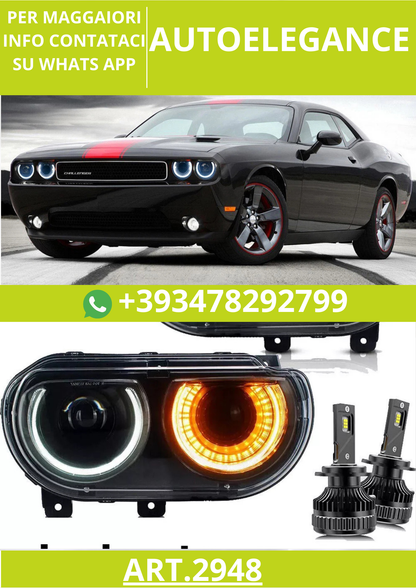 ⭐ART.2948 Fari Anteriori a LED + Lampadina D2S con Sequenziale Dodge Challenger⭐