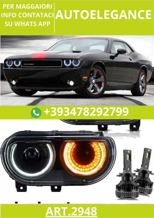 ⭐ART.2948 Fari Anteriori a LED + Lampadina D2S con Sequenziale Dodge Challenger⭐
