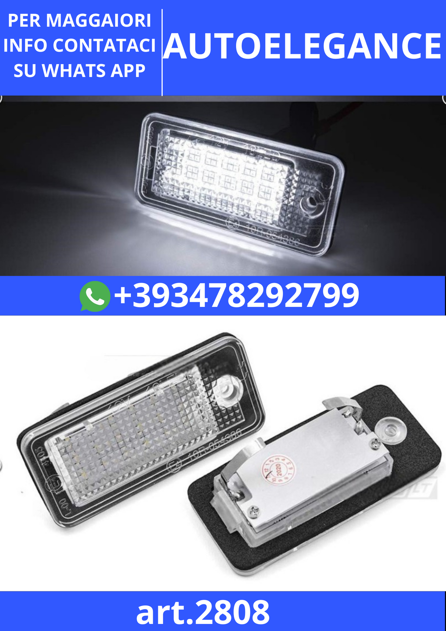 🎀art.2808- Fanali LED Targa compatibili AUDI A3 8P 2003-2008🎀