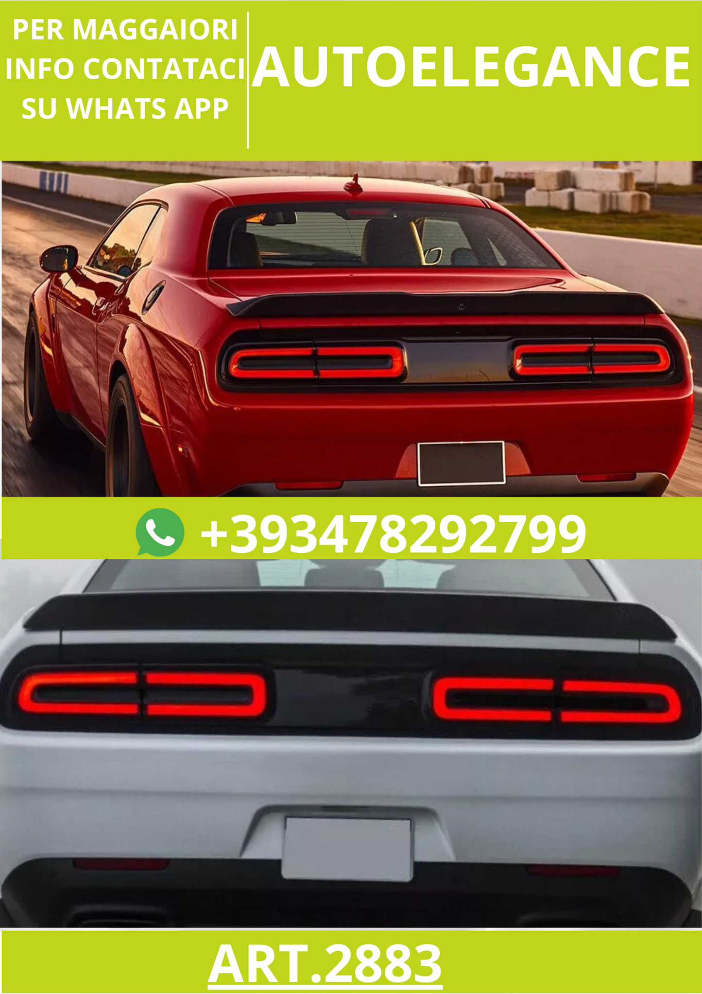 ⭐ART.2883 Fanale Posteriore a LED Fumé con Sequenziale – Dodge Challenger ⭐