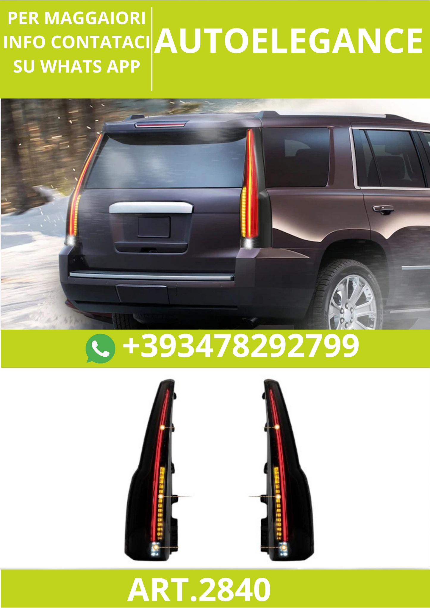 🔥ART.2840 Fanali Posteriori a LED Fumé per GMC Yukon / Cadillac Escalade 🔥