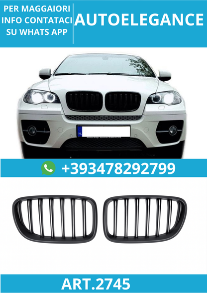 🔥ART.2745 Griglia Sportiva Doppia Lamella Nero Lucido per BMW X5 E70 / X6 E71🔥