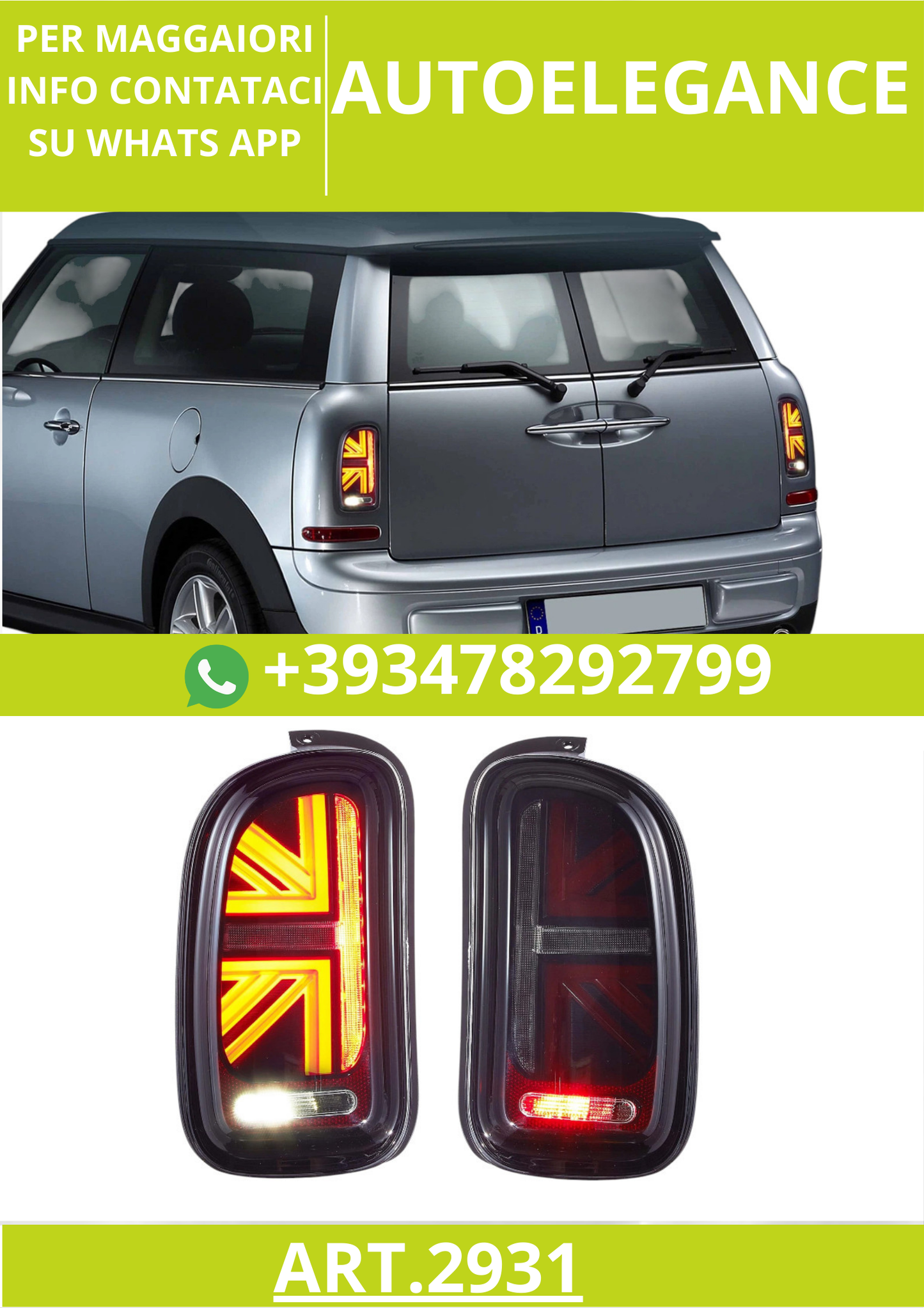 ⭐ART.2931 Fanali Posteriori a LED Fumé – BMW Mini Clubman R55 (2007–2013)⭐