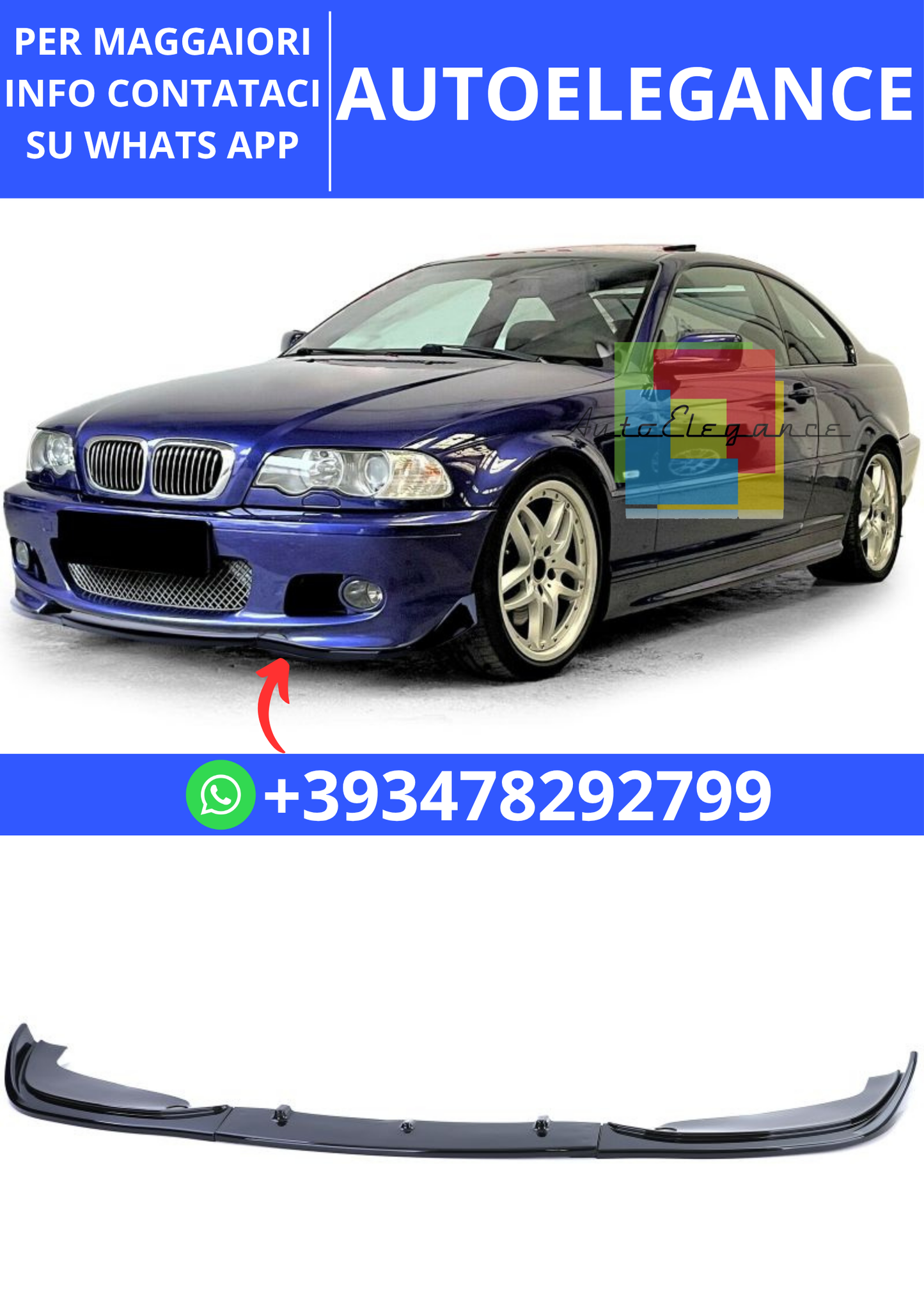 💫Spliter anteriore nero lucido adatto per BMW E46 Coupe 💫
