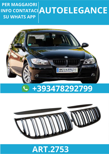 🔥ART.2753 Griglia Sportiva Doppia Lamella Piatta Nera per BMW Serie 3 E90 🔥