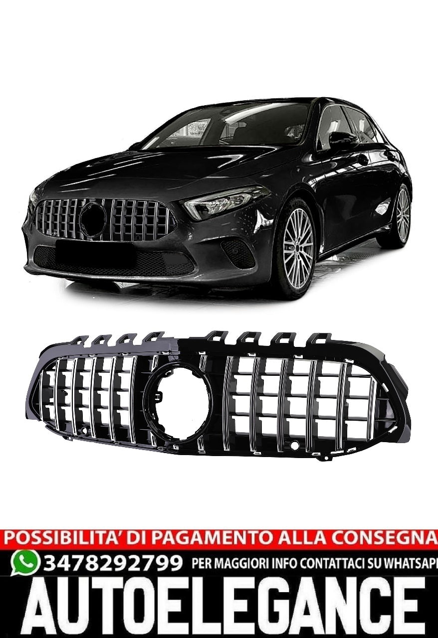 Griglia Sportiva Nera Cromata per Mercedes Classe A W177 V177 senza Telecamera