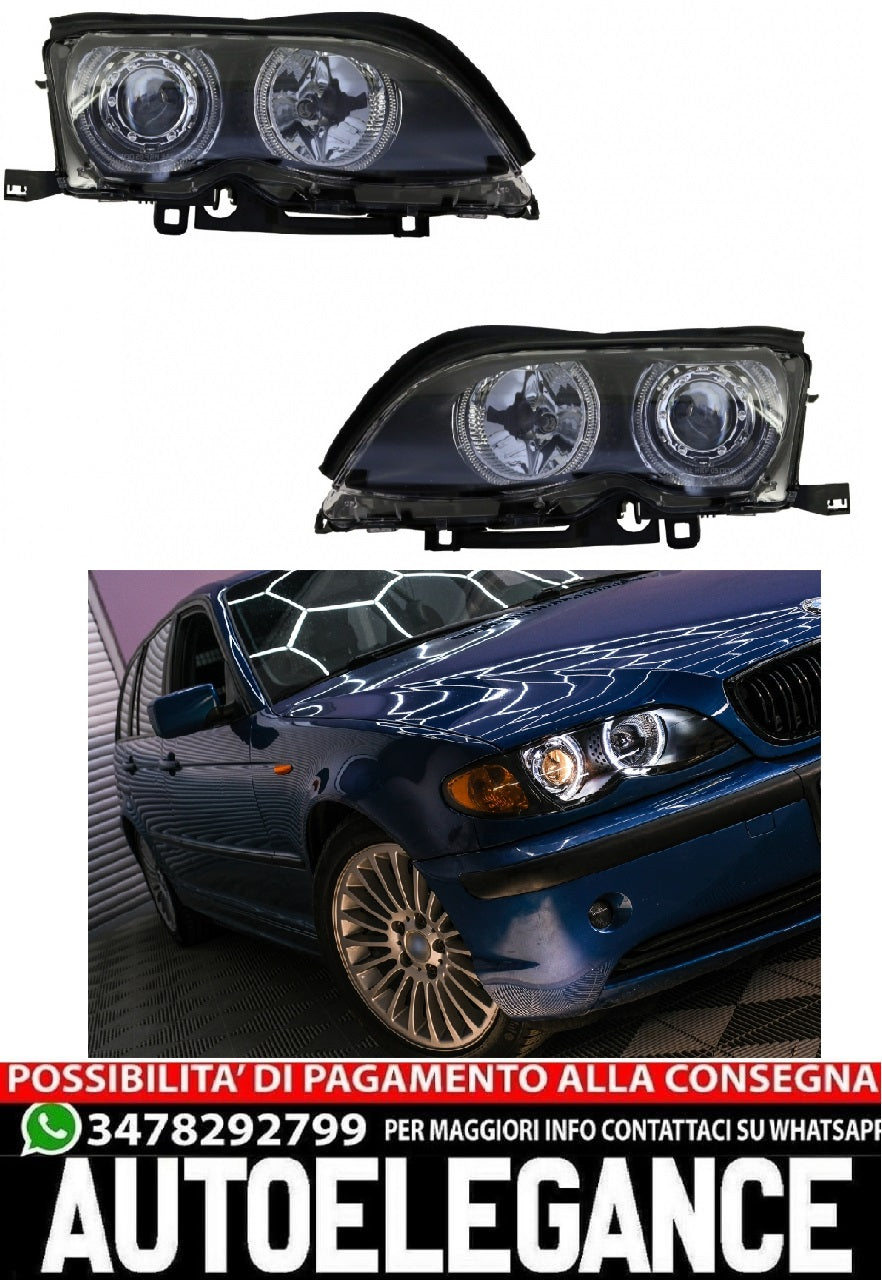 Fari LED Angel Eyes adatti per BMW Serie 3 E46 (09.2001-03.2005) Xenon Design Ne