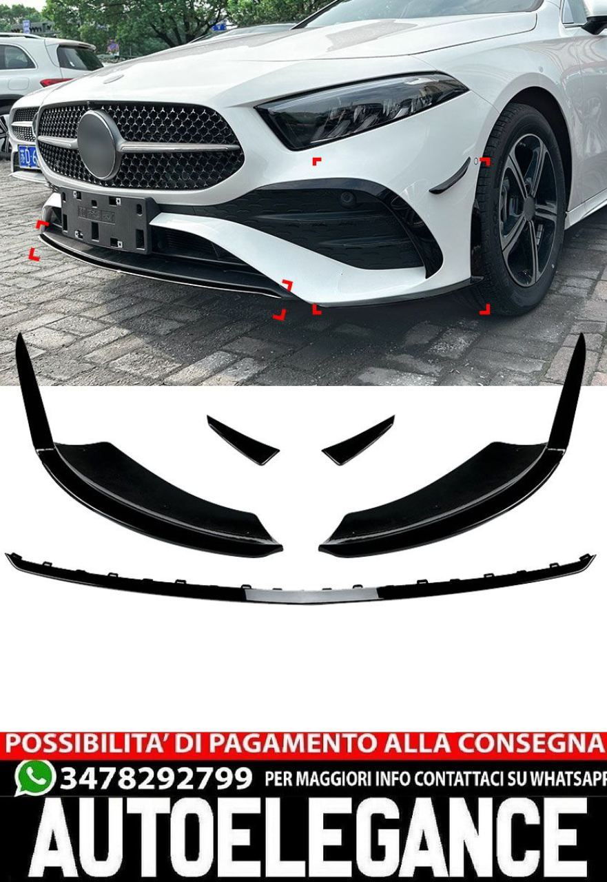 Front spoiler AERO FLAPS BLACK suitable for Mercedes W177 A-Class restyling 