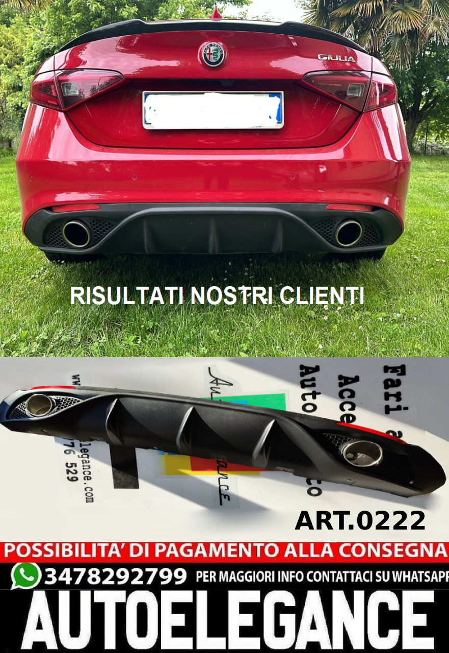 DAM ALFA ROMEO GIULIA DIFFUSORE SOTTO PARAURTI POSTERIORE + TERMINALI INOX 0222