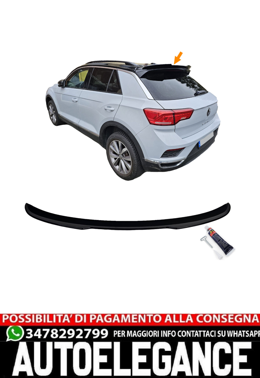 Spoiler da tetto posteriore nero lucido adatto per VW T-Roc dal 2017