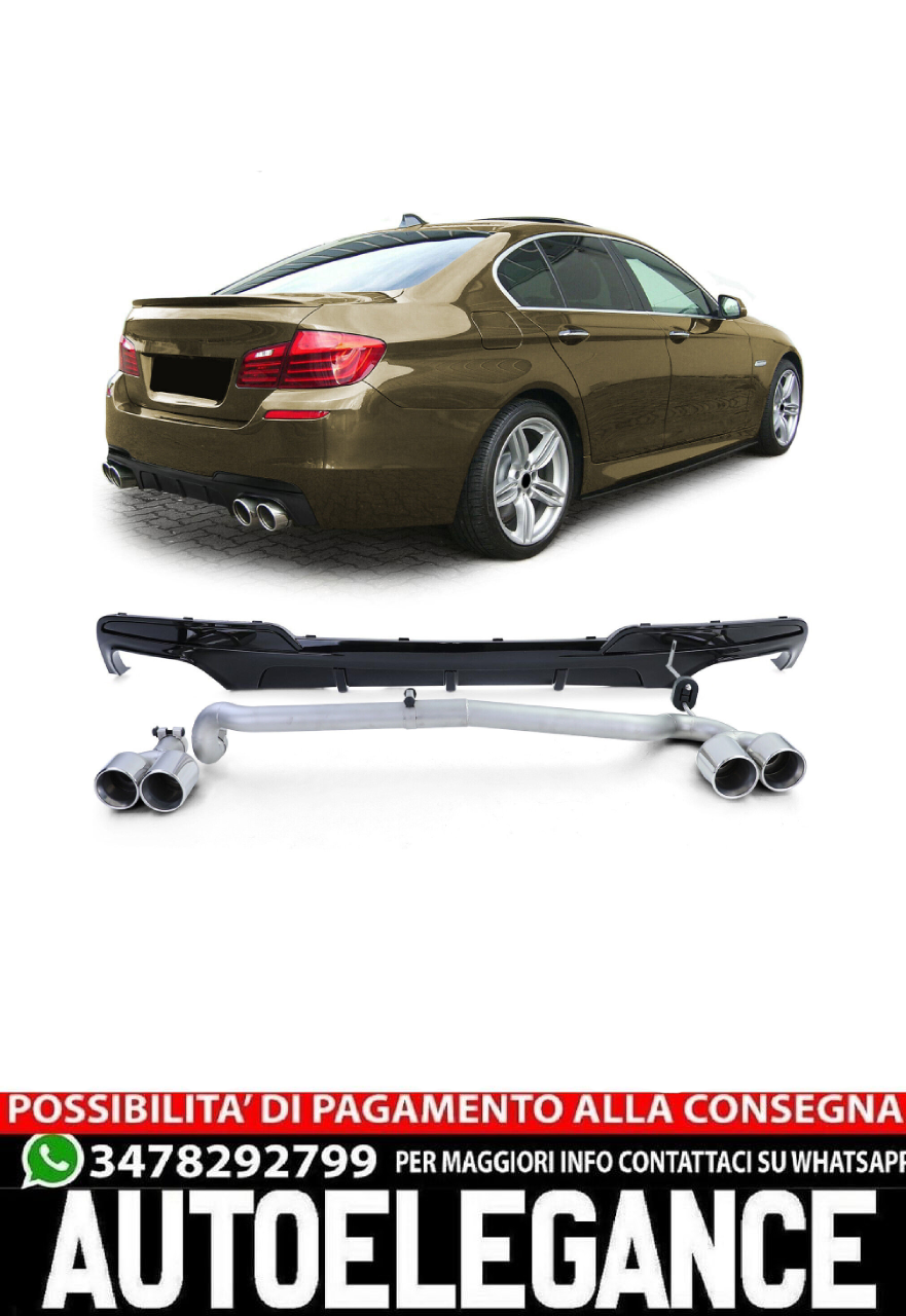 Diffusore posteriore lucido + conversione terminale di scarico duplex adatto per BMW F10 F11 520 525 528 530
