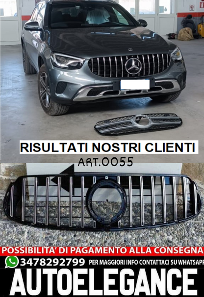 GRIGLIA ADATTA PER MERCEDES GLC X253 C253 LIFT AMG 2019-2022 LOOK GT CROMATA