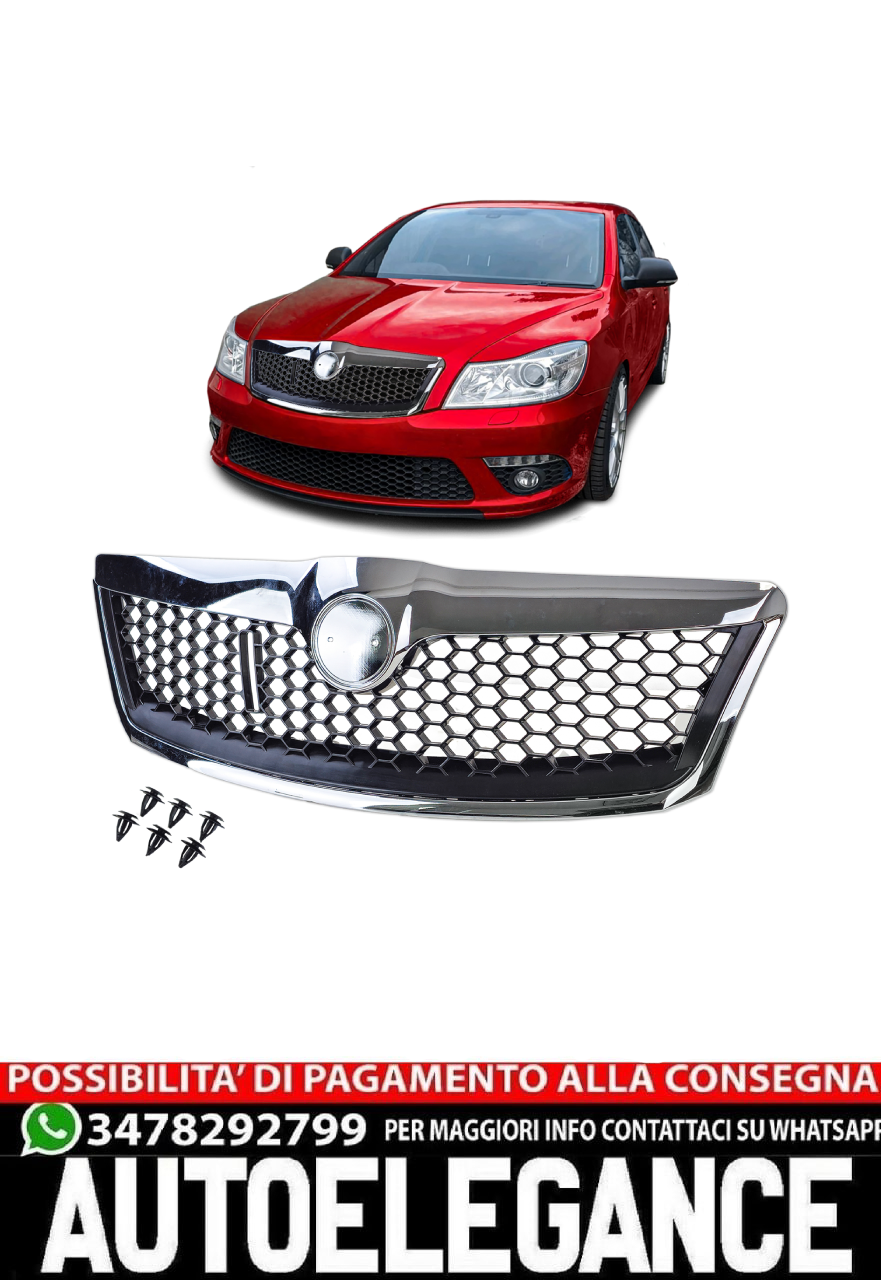 Griglia del radiatore Sport RS cromata nera per Skoda Octavia 1Z Facelift 09-13