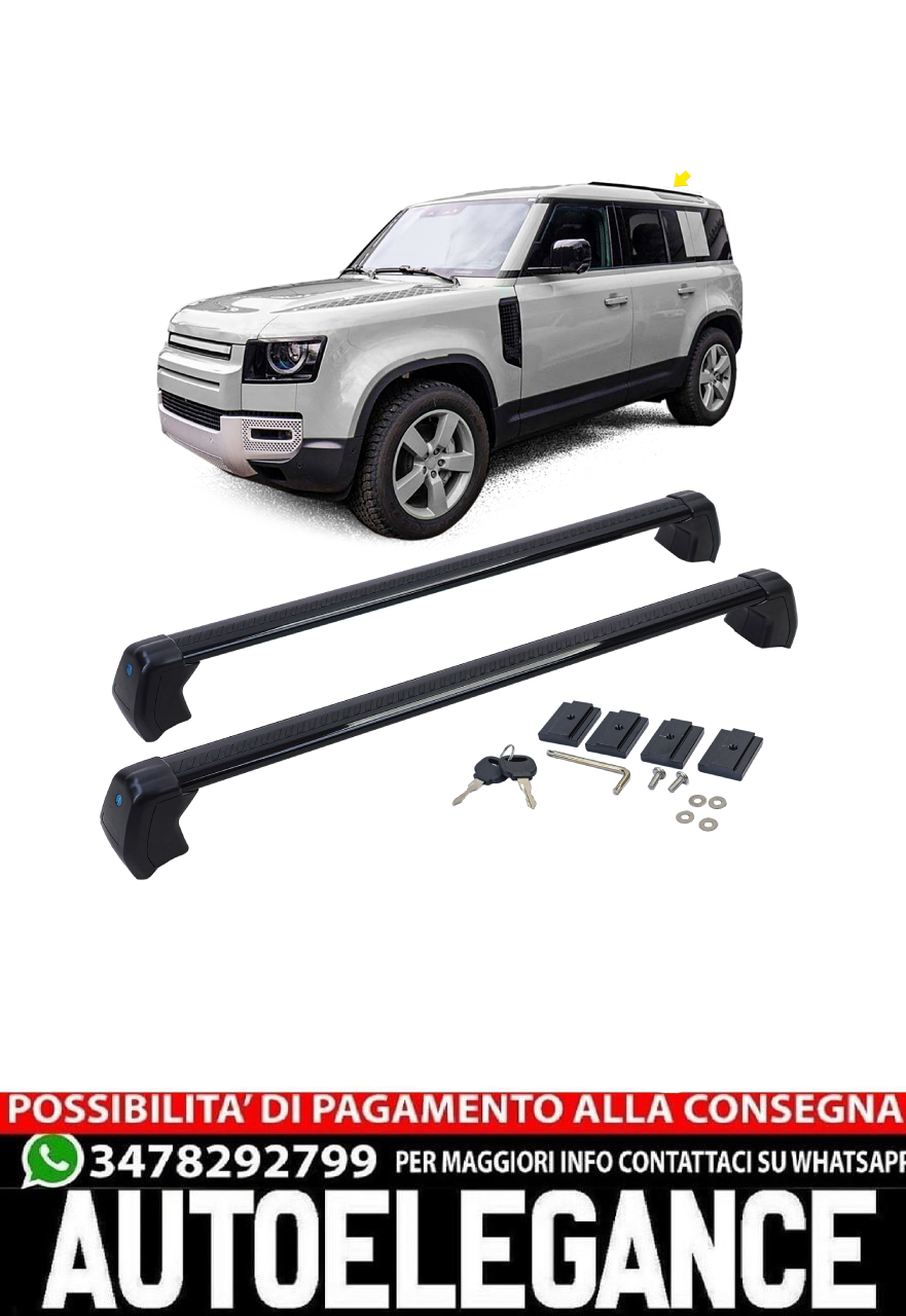 Black Aluminium Cross Bars for Land Rover Defender 110 L663 from 2019