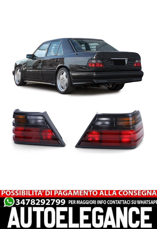 Coppia luci posteriori rosse/nere per Mercedes W124 Berlina Coupe Cabrio 85-93