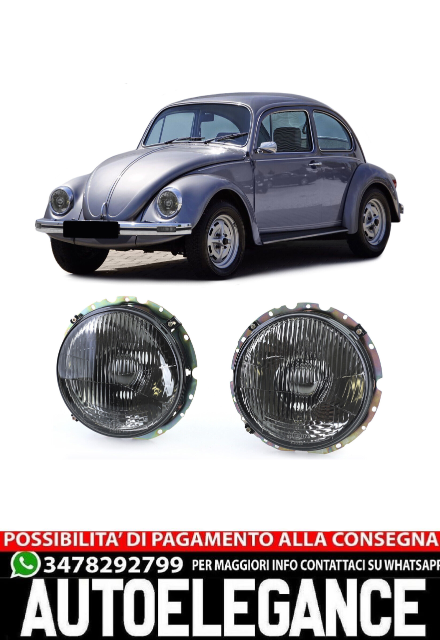Coppia fari neri fumé adatti per VW Maggiolino + Cabrio dal 73'