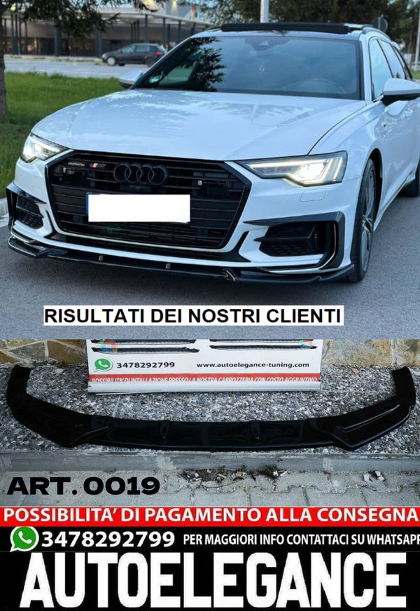 SPLITTER SUITABLE FOR AUDI A6 4G C8 2018+ GLOSSY BLACK V1 SPORTY LOOK 