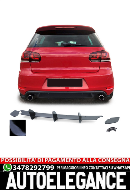 Diffusore posteriore sportivo nero lucido per VW Golf 6 GTI 08-13