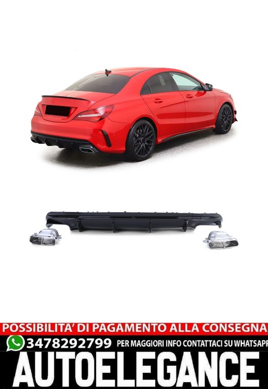 Diffusore Posteriore Nero Lucido con Terminali Cromati per Mercedes CLA C117