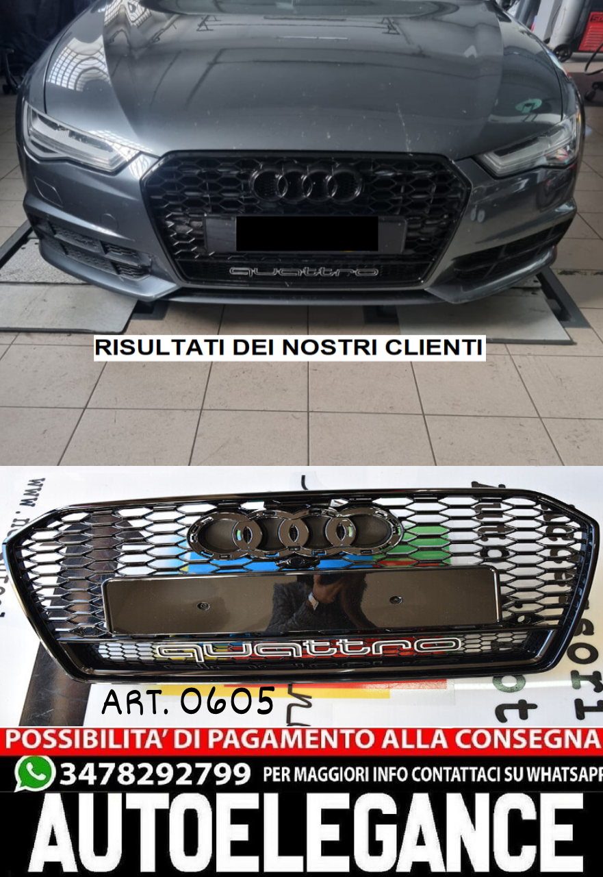 GRIGLIA ANTERIORE ADATTA PER AUDI A6 4G C7 2015-2018 LOOK RS6 QUATTRO NERA