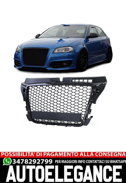 Griglia radiatore a nido d'ape look sportivo nero lucido opaco per Audi A3 8P