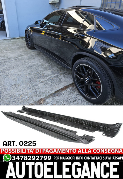 PEDANE LATERALI SOTTOPORTA PER MERCEDES GLC X253 C253 2019+ COUPE SUV NERO 0225