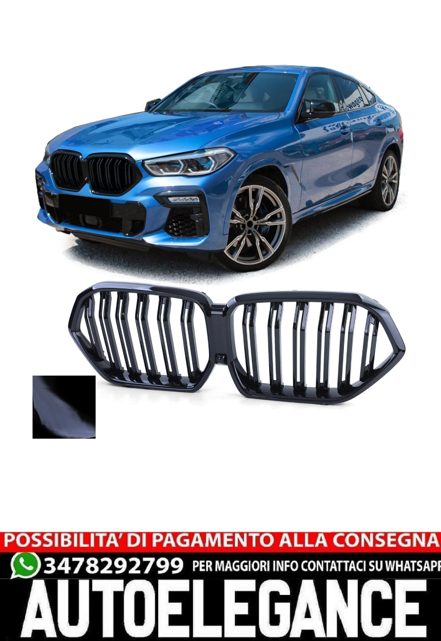 Performance Gloss Double Bar Radiator Grille Fit For BMW X6 G06 2019+ 