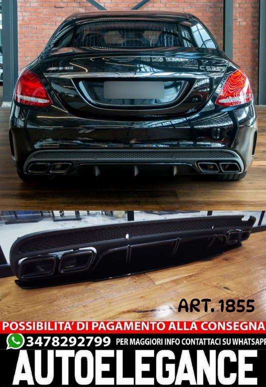 DIFFUSER MERCEDES C CLASS W205 2015-2018 SALOON STATION C63 + BLACK TIPPER 
