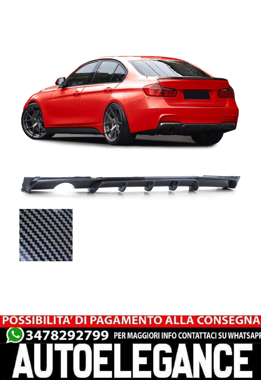 Diffusore posteriore carbon look adatto per BMW serie 3 F30 F31 316 318 320