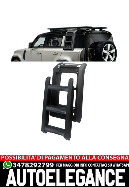 Scaletta laterale da tetto nera lucida per Land Rover Defender 90 110 dal 2019