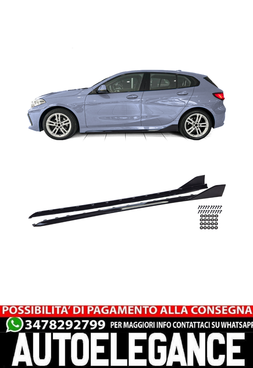 Minigonne laterali nero lucido adatto per BMW serie 1 F40 dal 2019